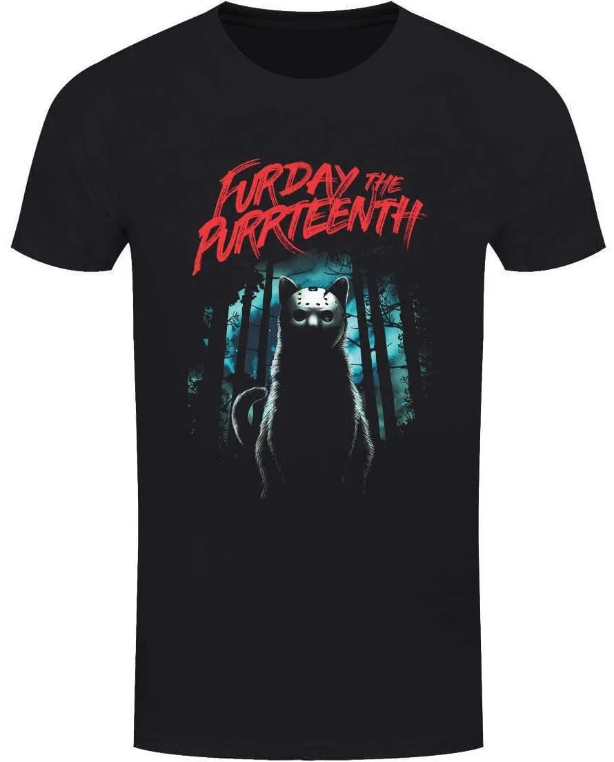 Furday The Purrteenth T-shirt nera, Feline Killer in the Woods, Horror Cats