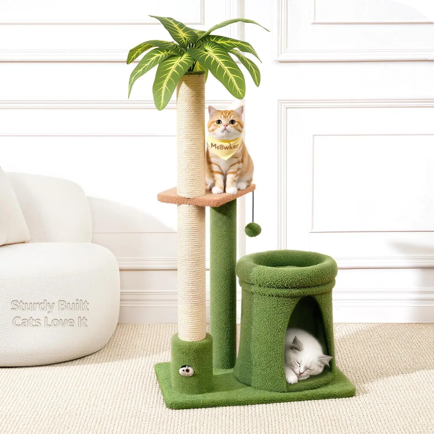 Torre per Gatti da 41 Pollici con Tiragraffi, Cuccia Accogliente e Funzioni di Gioco per Gatti Piccoli - Design Salvaspazio
