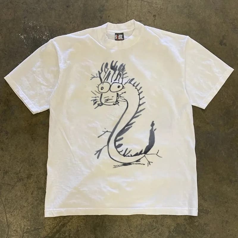 Loose Fit Short Sleeve T-Shirt Retro Style Double Thread Pure Cotton 3A260g Couples Top for Men And Women Casual round Neck