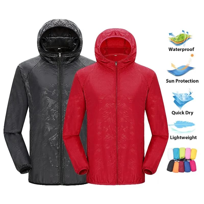 LNGXO Giacca da trekking unisex Uomo Donna Impermeabile Giacca a vento da campeggio ad asciugatura rapida Trekking Pesca Cappotto antipioggia Abbigliamento anti UV da esterno