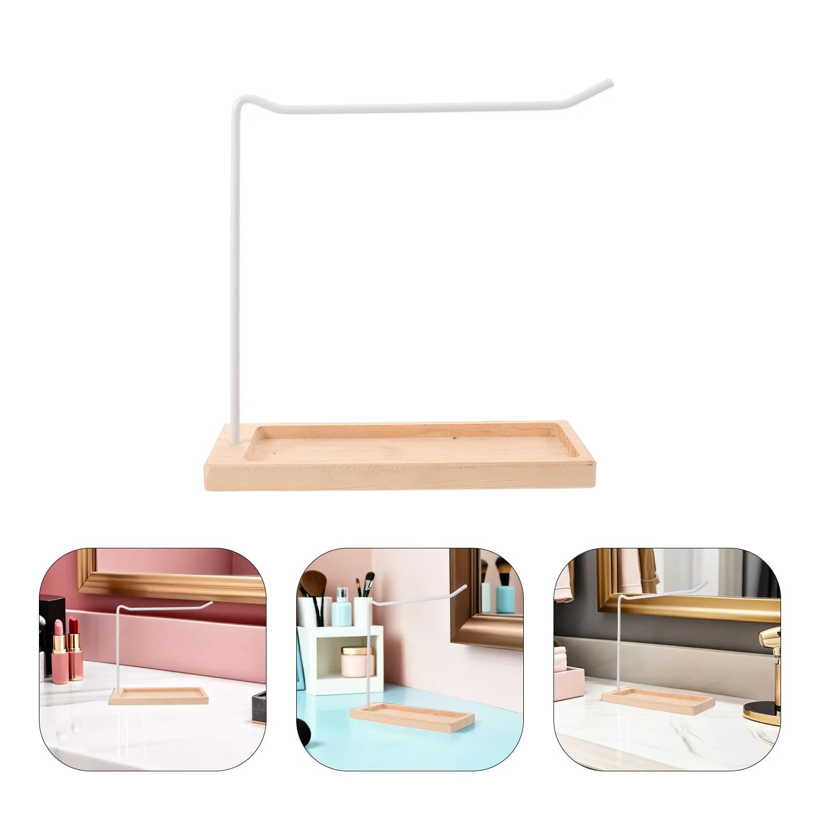 Nail Art Display Stand Rack Natural Wood Frame Vertical Suspended Nail Color Sample Holder Organizer for Salon Desk Space Saving