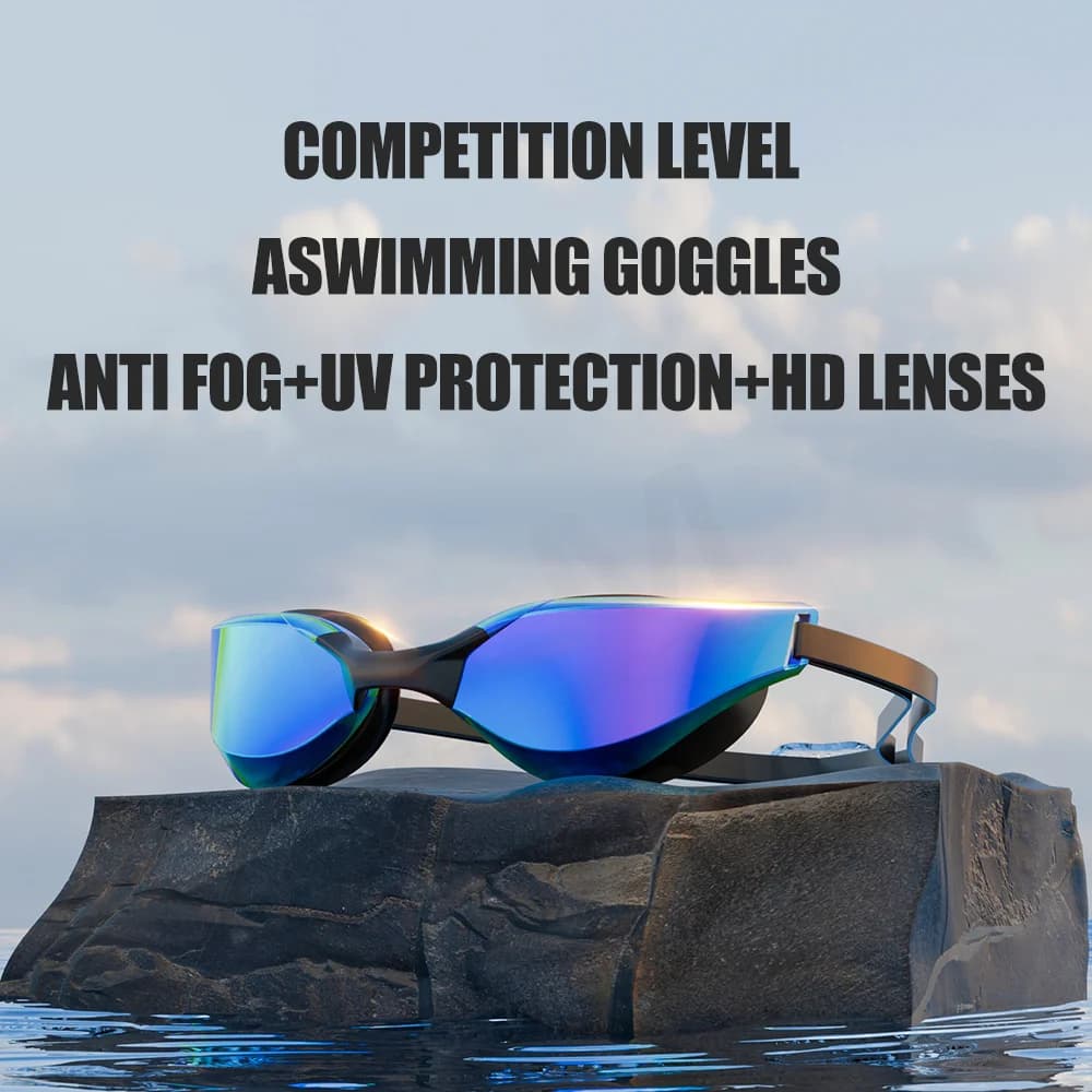 JSJM Occhialini da nuoto antiappannamento professionali per adulti Uomo Donna con lenti grandangolari HD Occhiali da nuoto in silicone regolabili impermeabili