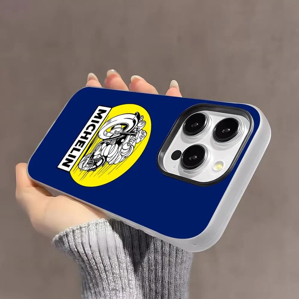 Classic M-MicheliNSES Logo Phone Case Candy Color Matte Phone Case For IPhone 11 12 13 14 15 16 17e Air Pro Max Plus Black Case