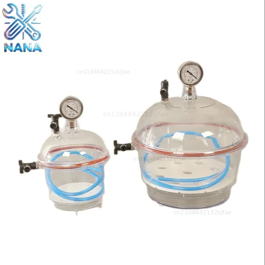 New 250MM 150MM Polycarbonate Plastic Vacuum Dryer Laboratory Transparent Vacuum Drying Kettle Double Valve with Pressure Gauge