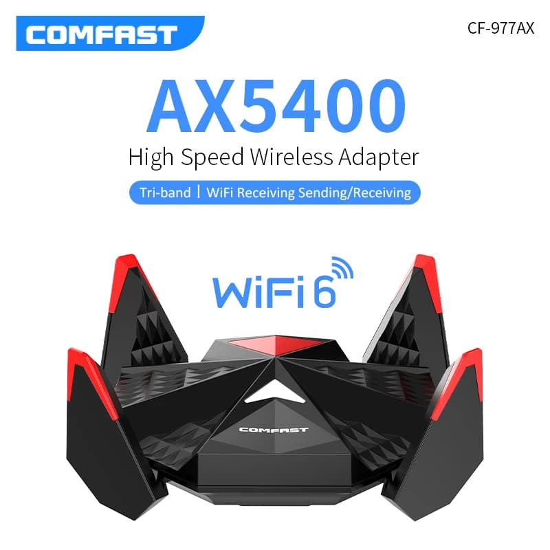 COMFAST 5400Mbps Wifi 6 Wireless Network Card USB3.0 with 5dBi Antennas 2.4GHz+5GHz+6GHz 802.11ax Dongle for Enhanced Network