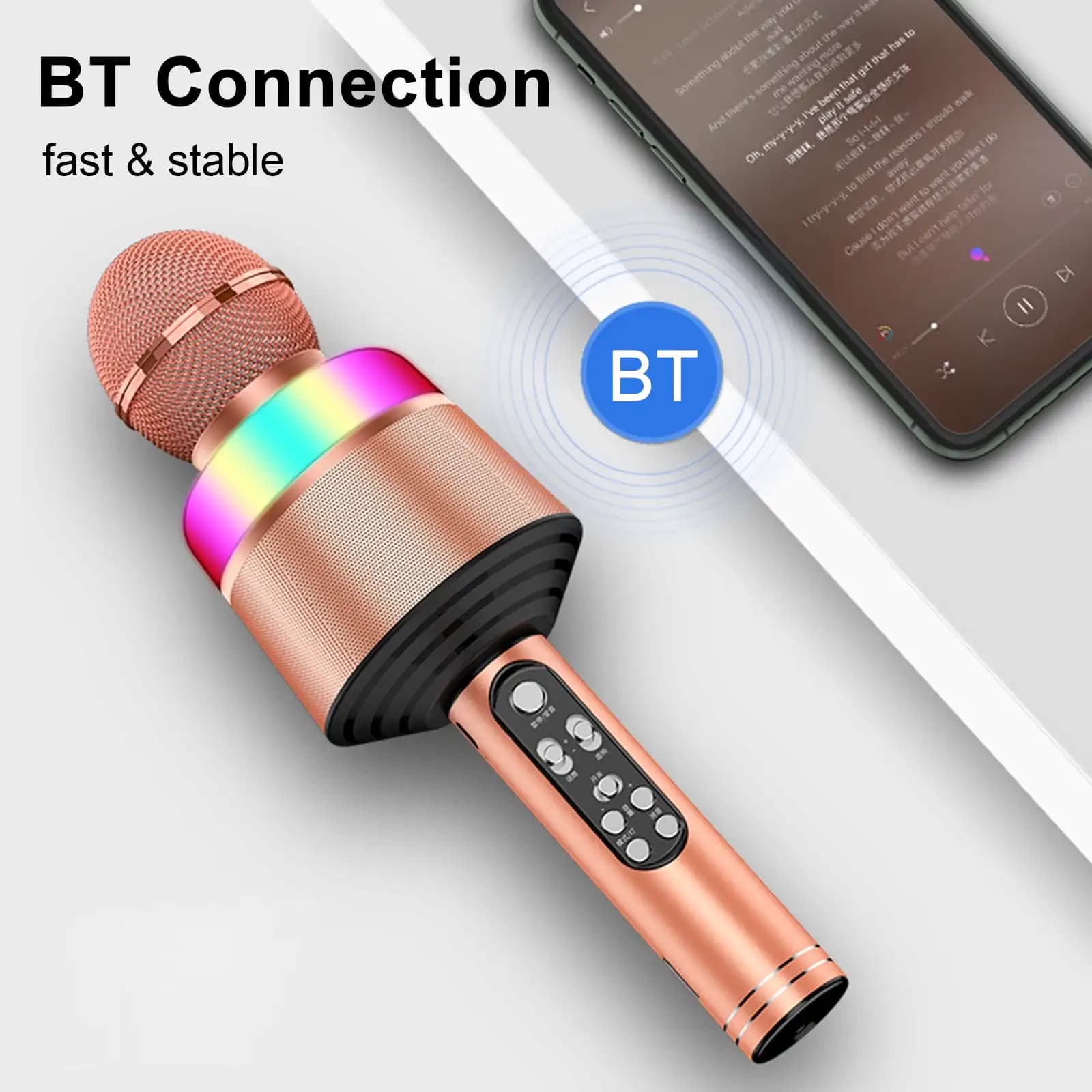 Microfono Bluetooth, microfono karaoke wireless per bambini e adulti, microfono karaoke domestico portatile con audio stereo