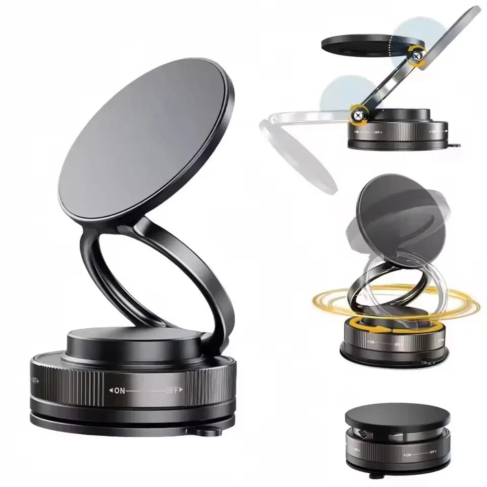 Supporto magnetico per telefono per auto con ventosa meccanica a vuoto, rotazione di 360 gradi ° Staffa di adsorbimento magnetico Navigazione Univer
