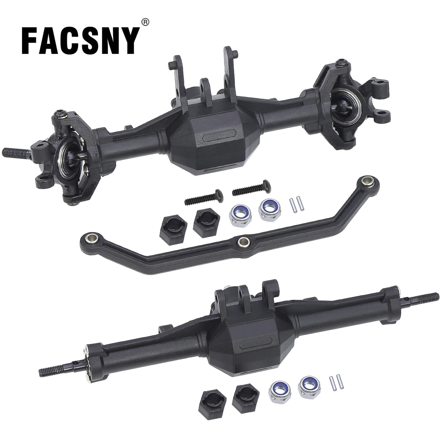 Set di assi anteriori e posteriori in plastica per Trx4m, completo di supporto per servo, per ricambi di aggiornamento per crawler RC Trx4m 1/18