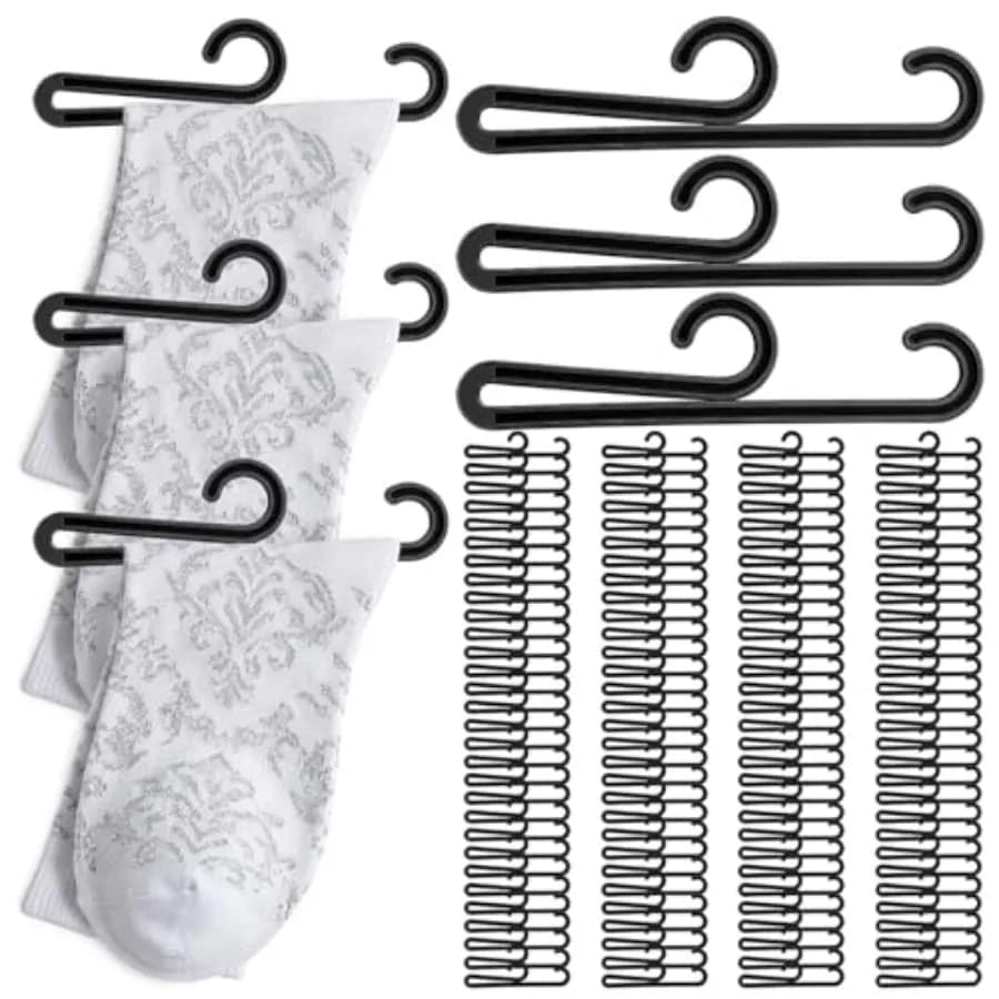 200 Pezzi Ganci in Plastica per Calze, Ganci Espositivi da 4,13 Pollici con Barra Curva, Clip Antiscivolo per Sciarpe per Boutique e Negozi
