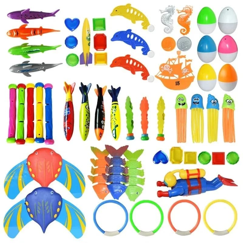 25 Pcs Seaweeds Toys for Pool Kid Water Sports Swim Thru Rings for Diving Octopus Dolphin For Summer Activities