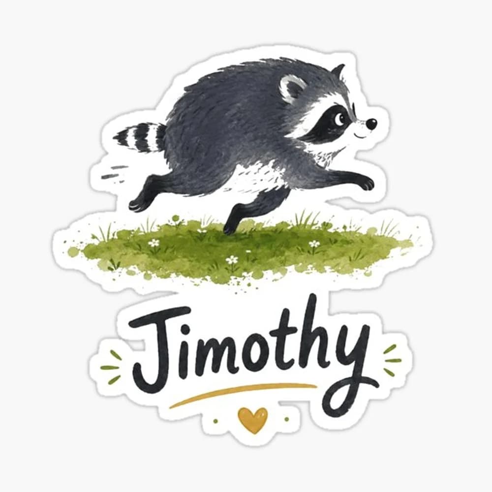 Jimothy Raccoon Funny Animal Meme Sticker for Laptop Decor Bedroom Car Cute Cartoon Art Fashionable Public Suitcase