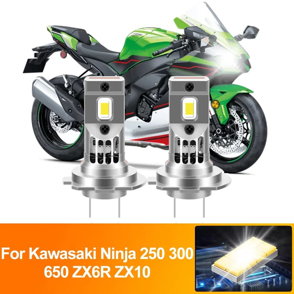 20000LM Lampadine per fari moto 120W Super Bright Moto Luci a LED 12V 6000K Bianco per Kawasaki Ninja 250 300 650 ZX6R ZX10