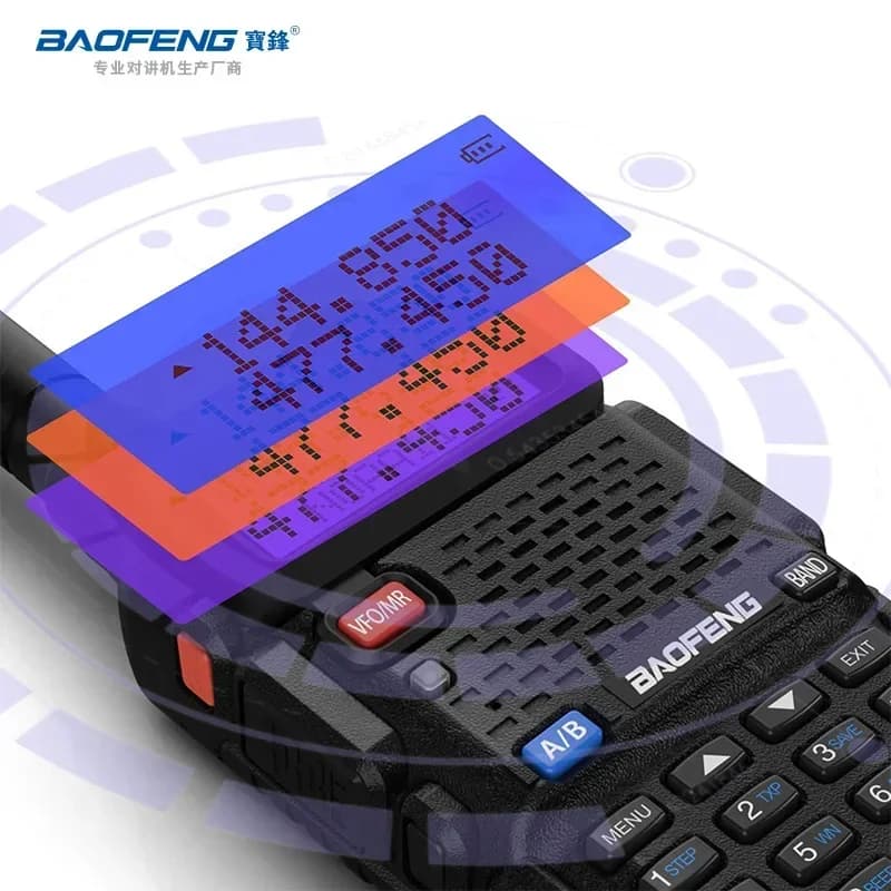 Ricetrasmittente BAOFENG / UV-5R Durevole con Display LCD a Doppio Segmento, Alta Potenza per Esterni, Dual-Band