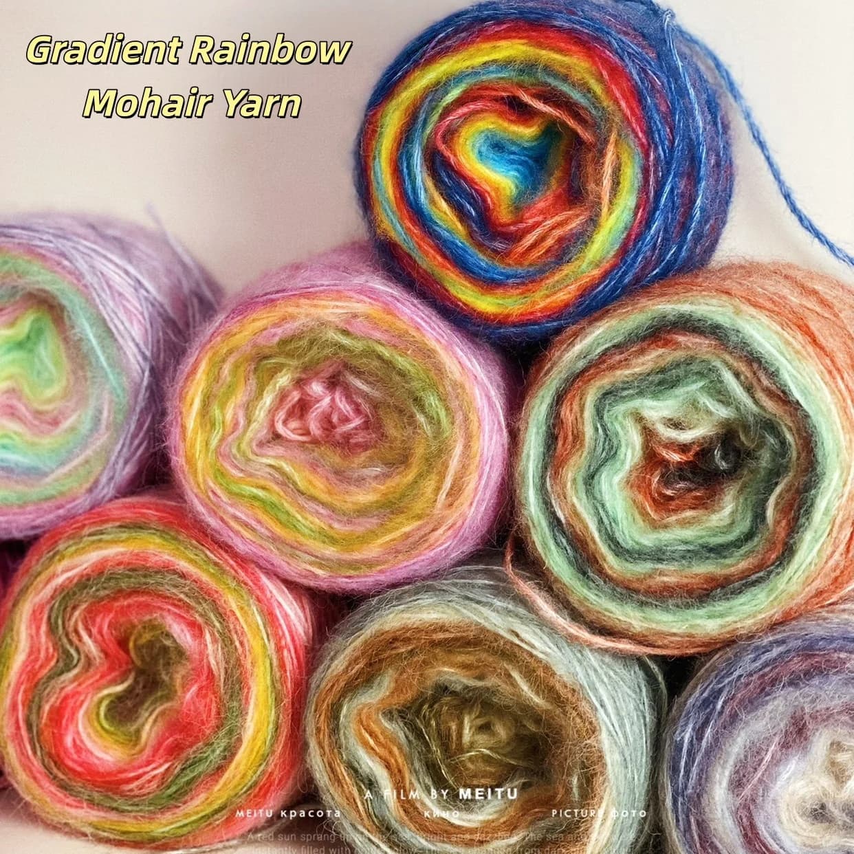 1 Grande Confezione di 2 Matasse di Filato Mohair Sfumato Arcobaleno da 200 Grammi, Morbido, Soffice, Peloso, per Lavoro a Maglia, Fai-da-Te, Utilizzabile per Realizzare Maglioni, Fiori Lavorati a Mano, Sciarpe, Cappelli, Ecc.