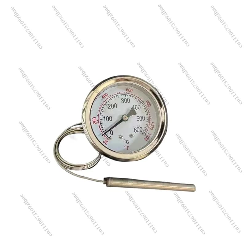 Termometro con Guscio in Acciaio Inox 0-500 Gradi 0-600 Gradi, Termometro per Forno per Pizza, Indicatore di Temperatura con Cavo da 1 Metro