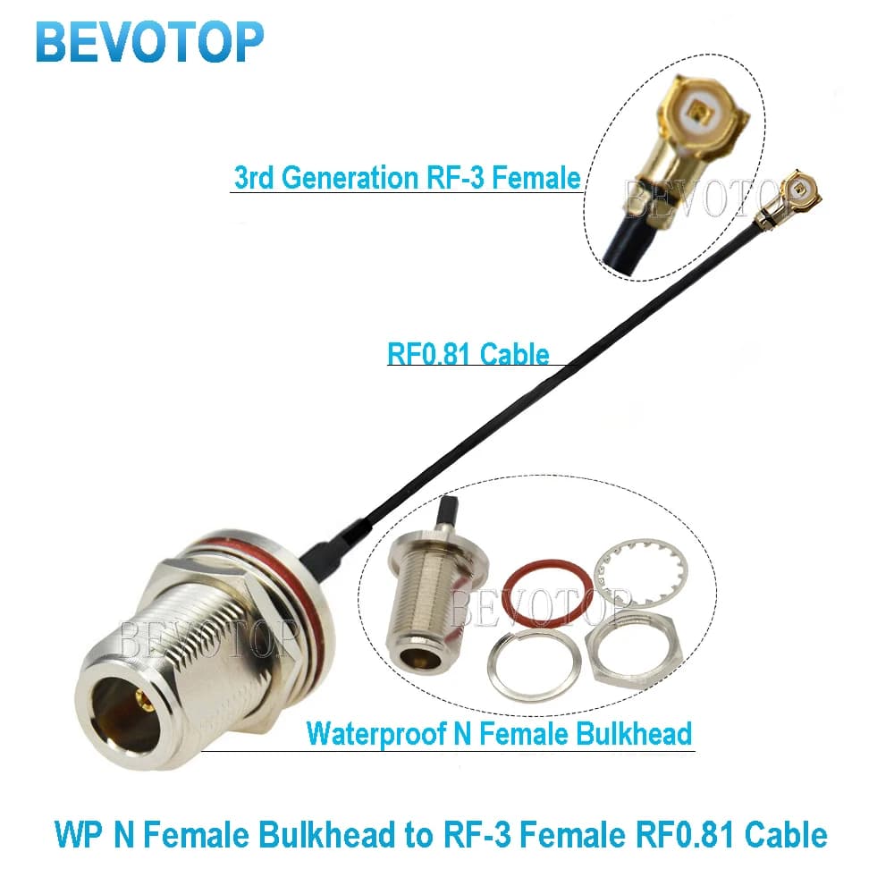 1PCS Waterproof N Female Bulkhead to MHF-3 Female Jack RF 0.81 Coaxial Cable Mini PCI WiFi WLAN Antenna Extension Jumper