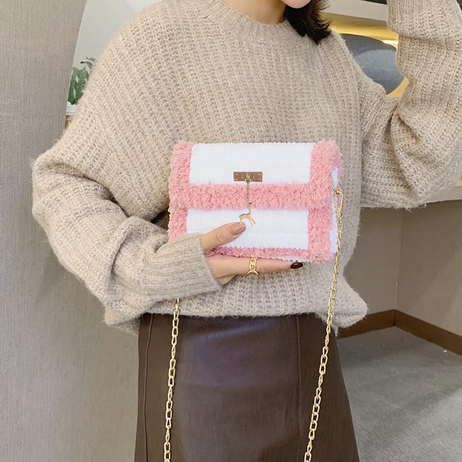 Set Fai-da-Te per Borsa Intrecciata a Mano, Kit Creativo per Realizzare Borse, Accessori per Creare Borse Finite, Porta Telefono e Trucchi, Regalo