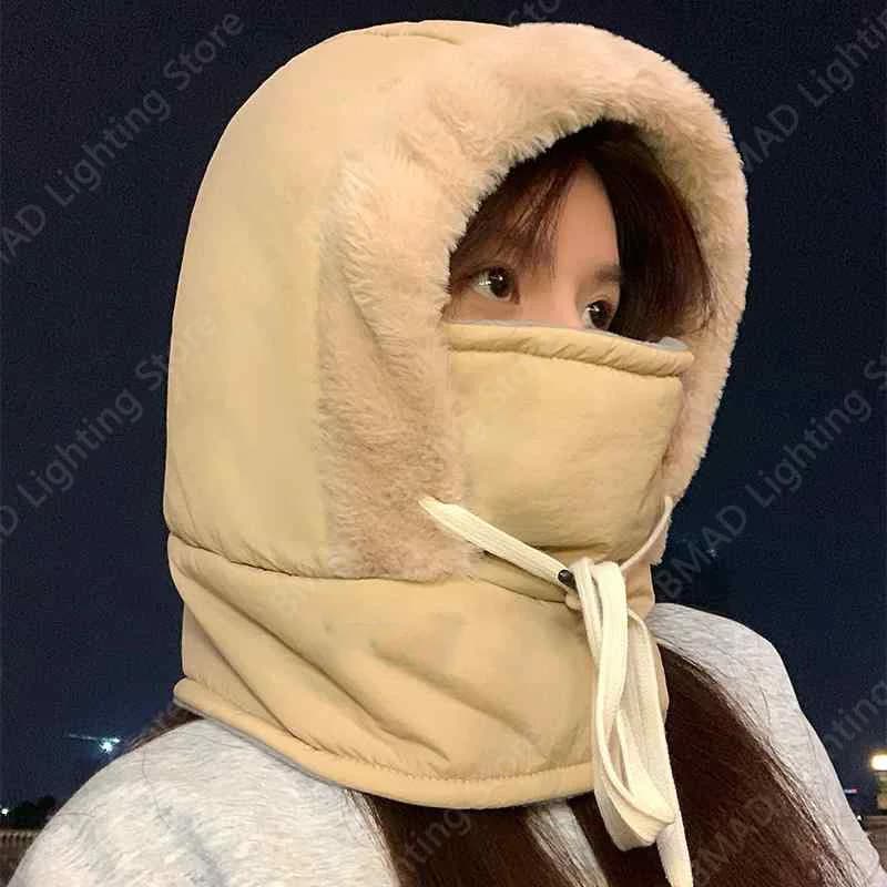 Scaldacollo invernale in peluche 3 in 1 termico antivento con cappuccio, cappello da sci, maschera per il viso da sci per climi freddi all'aperto