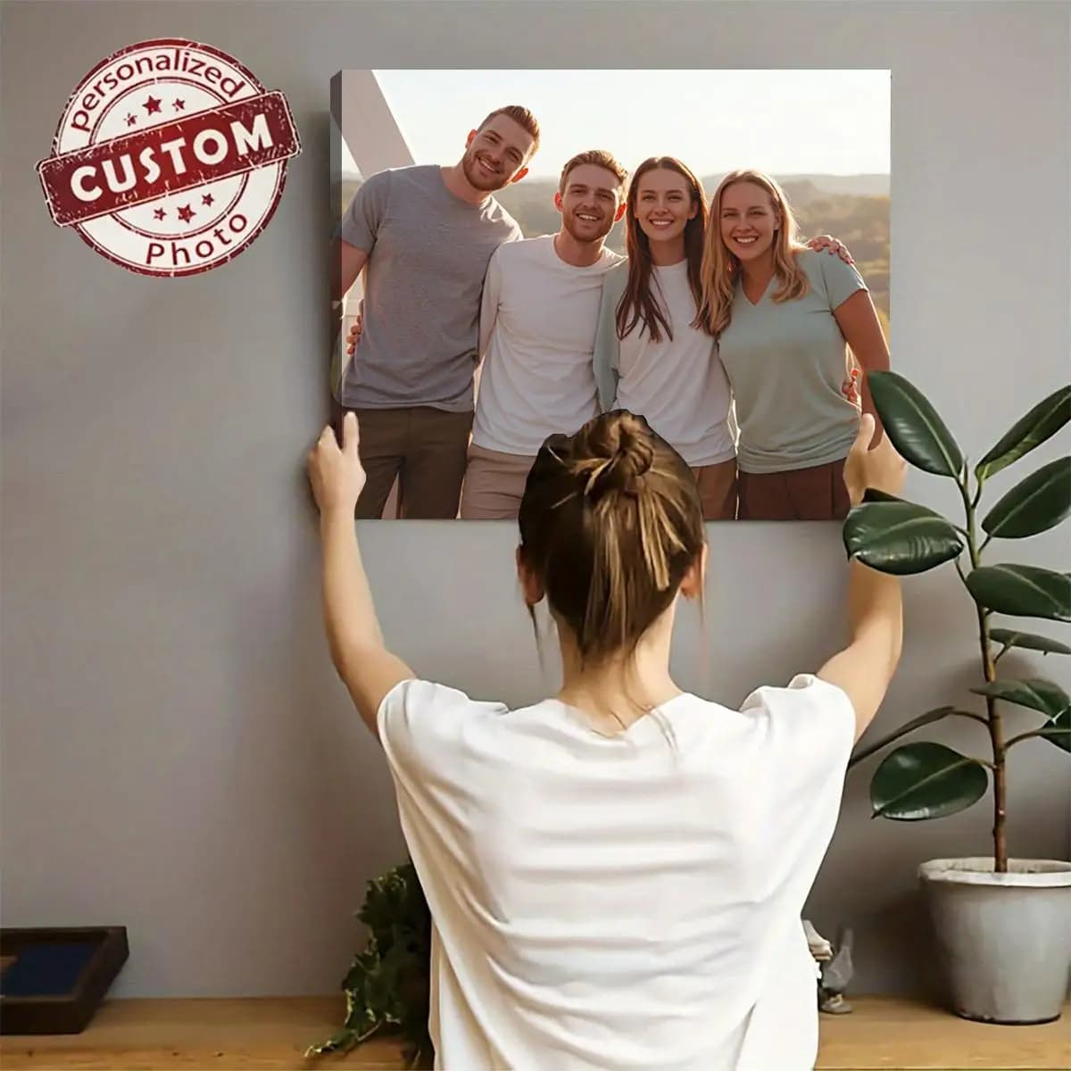 Custom Personal Photo Canvas Painting Tape Frame Poster Custom Birthday Gift Art Photo Pet Wedding Photo Business Logo Picture