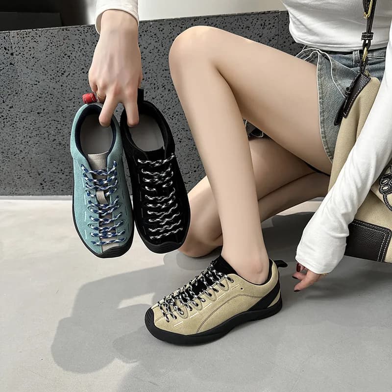 Autunno nuove scarpe da trekking in pelle da donna antiscivolo brutto carino piattaforma esterna sport casual utensili sneakers stringate