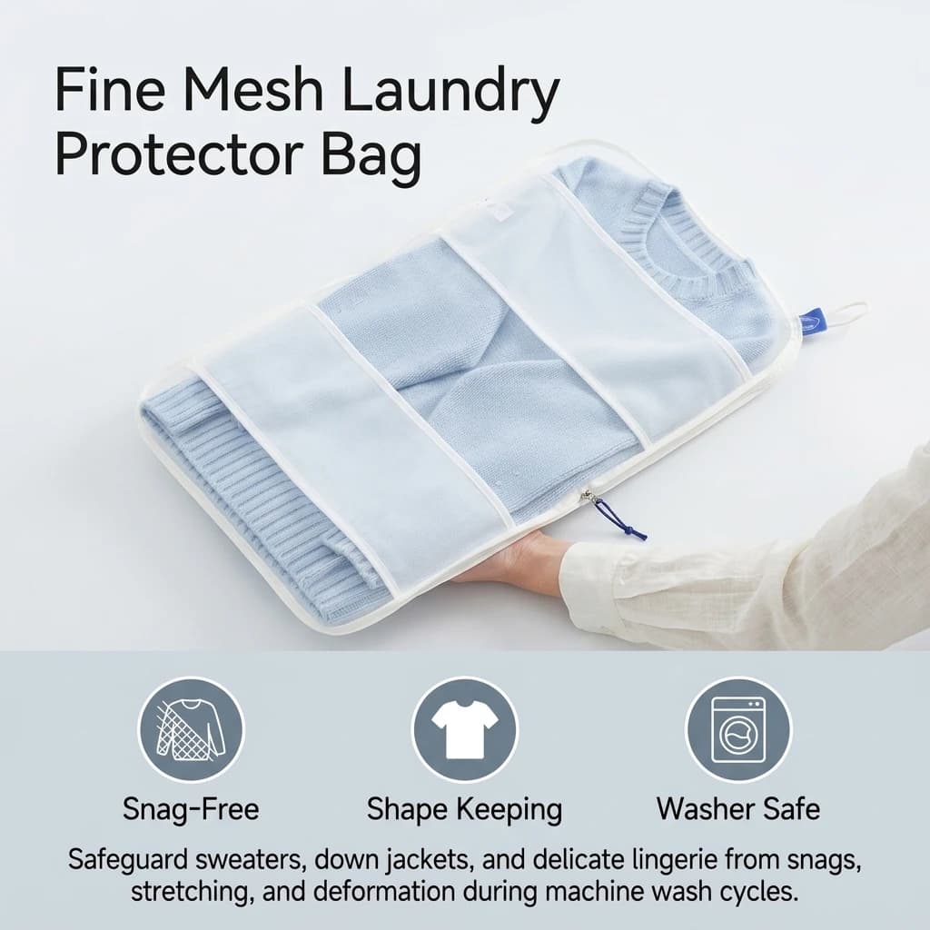 1pcs Laundry Bag Breathable Mesh Wash Bag for Homeowners Wool Sweater Protector Anti-Deformation Nylon Fine Mesh Laundry Net