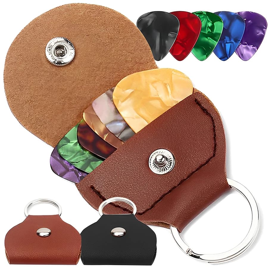 Borsa portaoggetti pieghevole per plettro per chitarra disponibile in 2 colori con 3 plettri SLL Borsa portaoggetti portatile per plettri Accessori per strumenti a corda