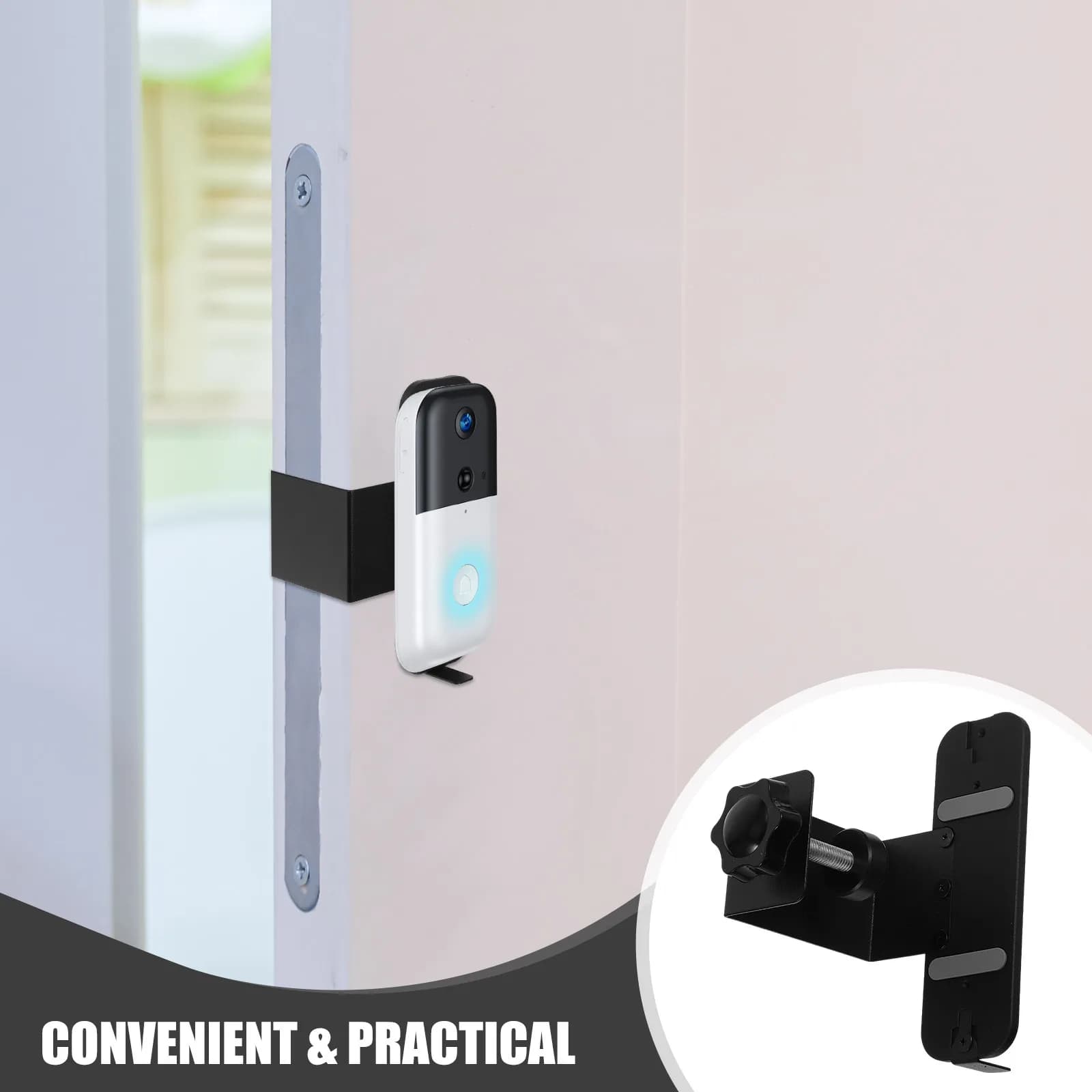 Supporto per Videocitofono in Acciaio Inox, Vite di Sicurezza Antifurto, Staffa Regolabile per Porta di Casa, Ufficio, Hotel