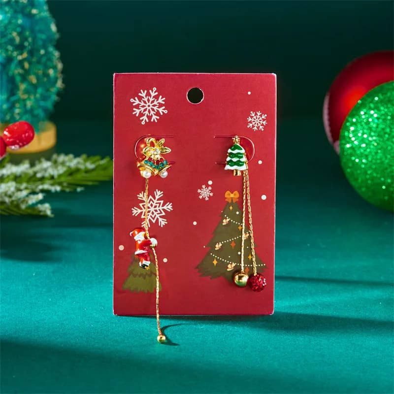 Orecchini di Babbo Natale striscianti di Natale per donna Uomo Cappello di Natale Guanto Caramelle Fiocco di neve Stella Frangia Ciondola Gioielli creativi per le vacanze