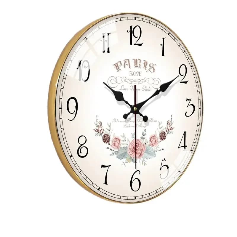 Gold Retro Wall Clock Kitchen Living Room Clock Mechanism European Art Mute Clock Creative Wall Watches Home Decor Saat