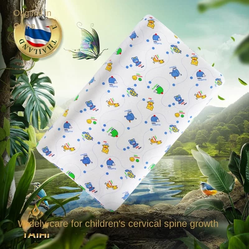 TAIHI Kids cuscino in lattice naturale stampa di cartoni animati ortopedici per bambini cuscini per dormire per 6-12 anni sicuro ambientale