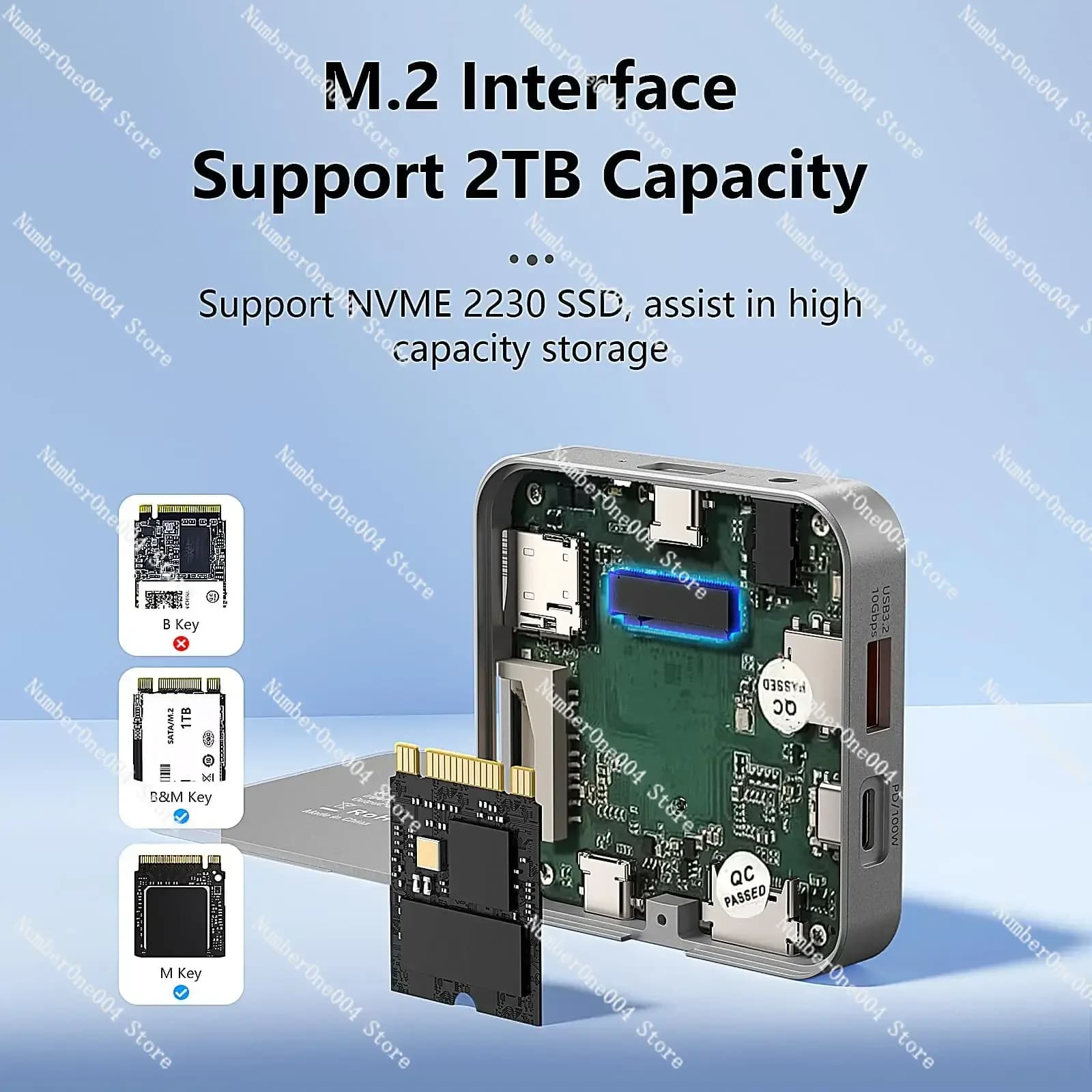 Hub USB-C magnetico con custodia SSD M.2 NVMe 2230, scheda HDMI SD/TF 3.0 4K a 60 Hz 100 W PD per laptop iPhone 15 16 MacBook Pro Air