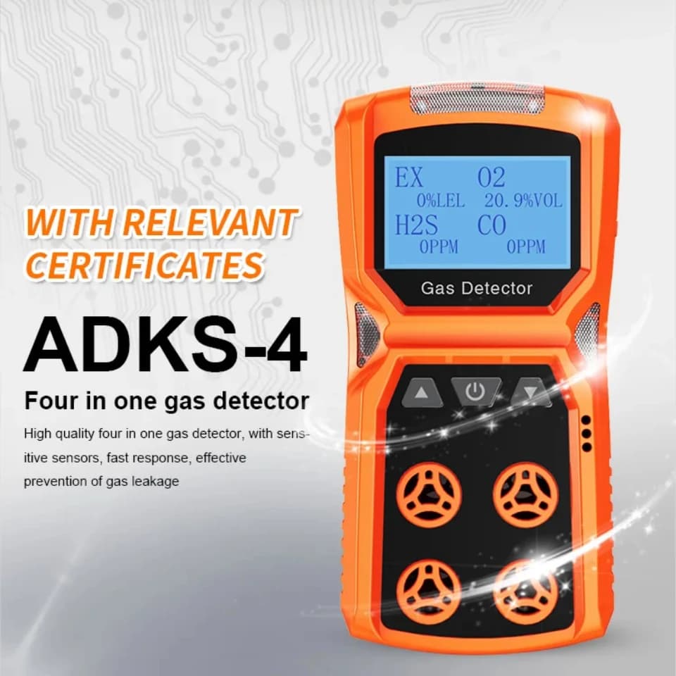 Multi Gas Detector Meter O2 H2S CO LEL 4 in 1 Oxygen Hydrogen Sulfide Carbon Monoxide Combustible Leak 4in1