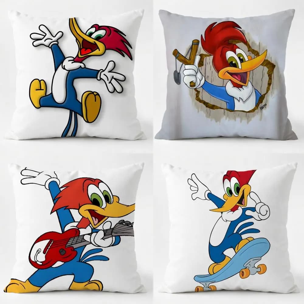 Woody-Woodpecker Woody woodpecker bird funny Cushion Cover comfort Daily Washable Linen for Sofa Bed Home Room Decor