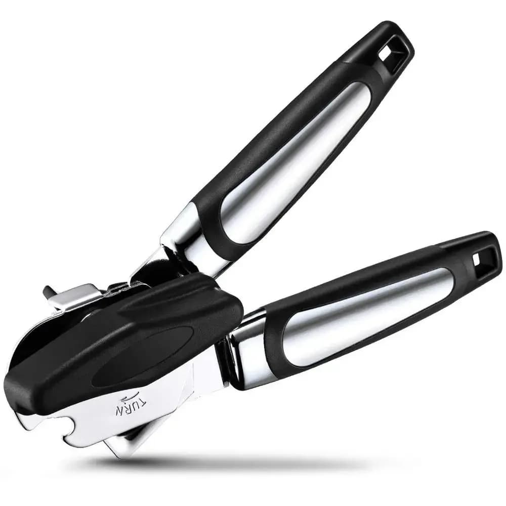 Apriscatole Manuale 3 in 1 in Acciaio Inox, Multifunzione, Professionale, Ergonomico, con Taglio Laterale, Apribottiglie di Sicurezza, Coltello, Utensili da Cucina