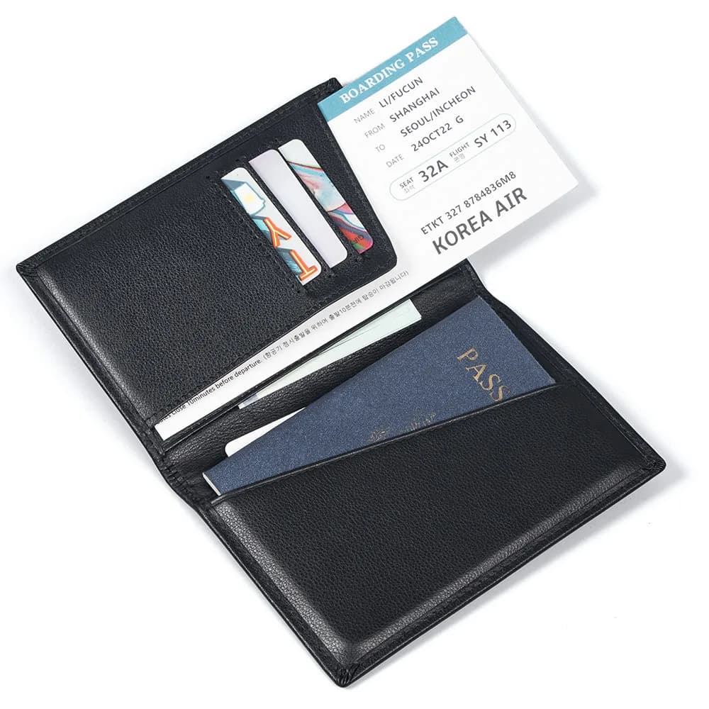 Fashion Solid PU Leather Passport Holder For Travel Slim Multi Card Slots Organizer Case With Large Pocket And Fold Design Cover