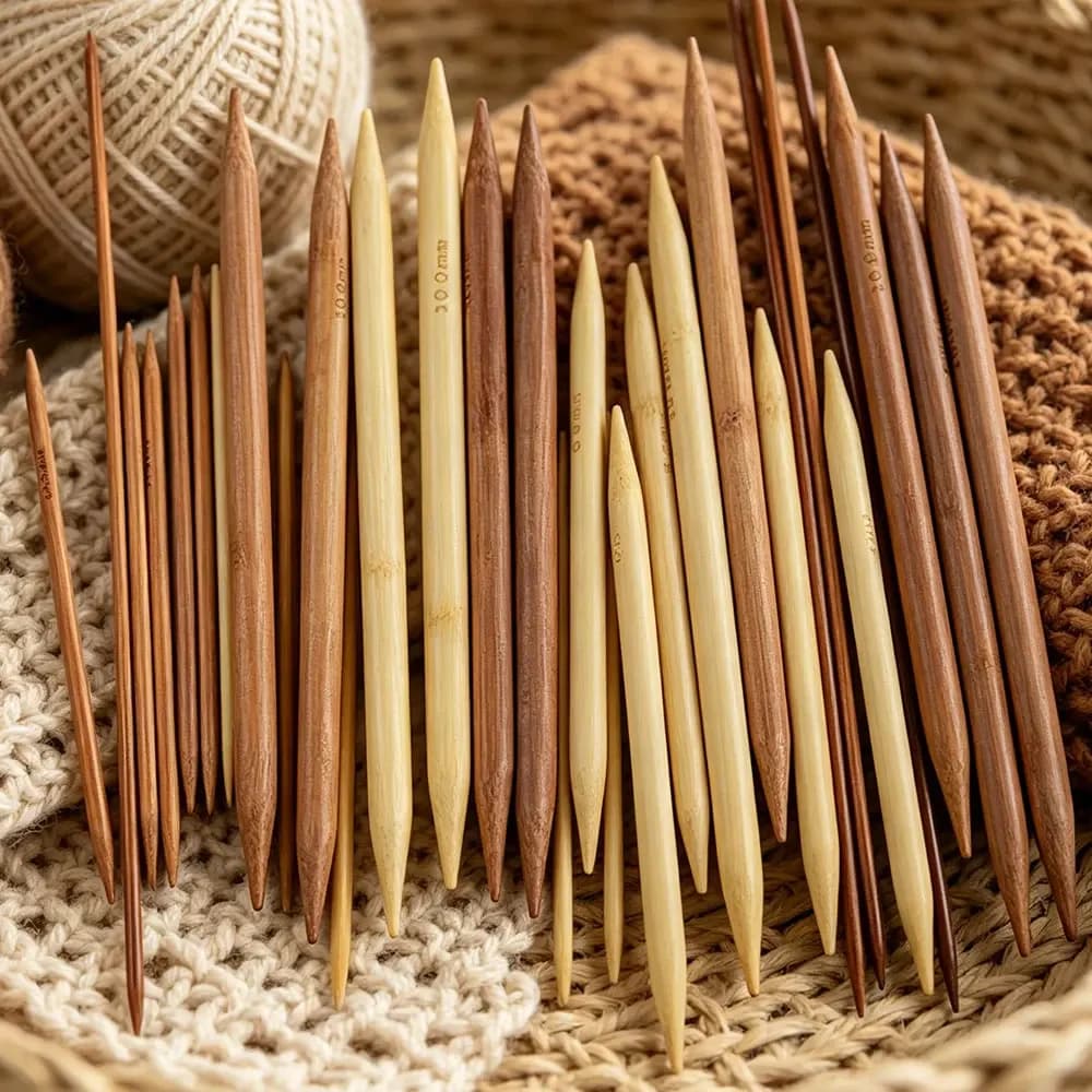 44PCS 2.0-5.0mm Double Pointed Carbonized Bamboo Crochet Knitting Needles Knitting Knit Kit Domestic Costura Sewing Accessories