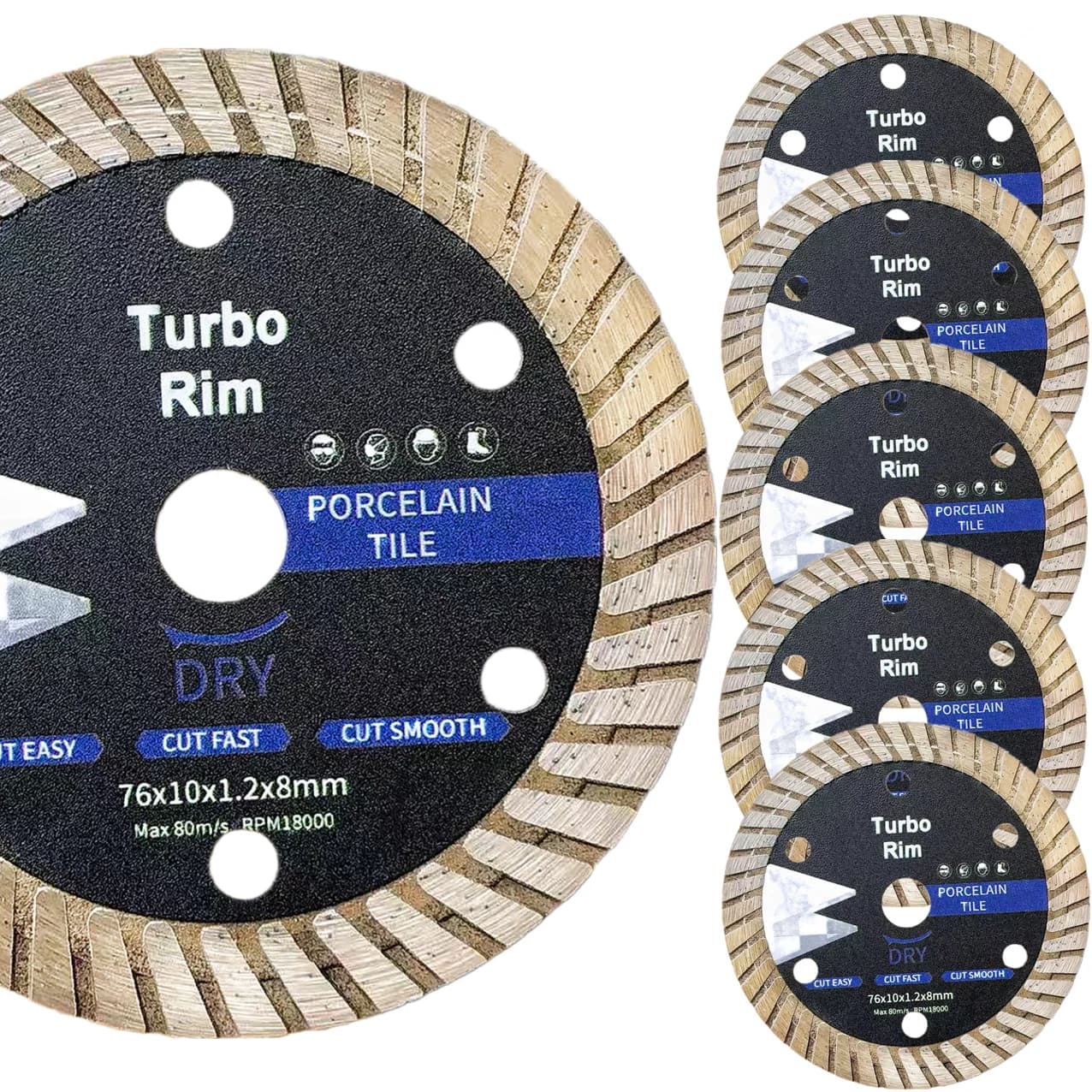 Disco per piastrelle da taglio diamantato da 76 mm Lama per sega turbo in ceramica Mini disco da taglio in porcellana superfine da 3 pollici Foro da 10 mm Utensile manuale