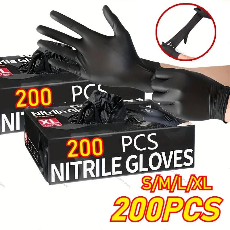 Black disposable nitrile gloves without latex and tattoo powder, manicure, salon cleaning, latex disposable glove for food work