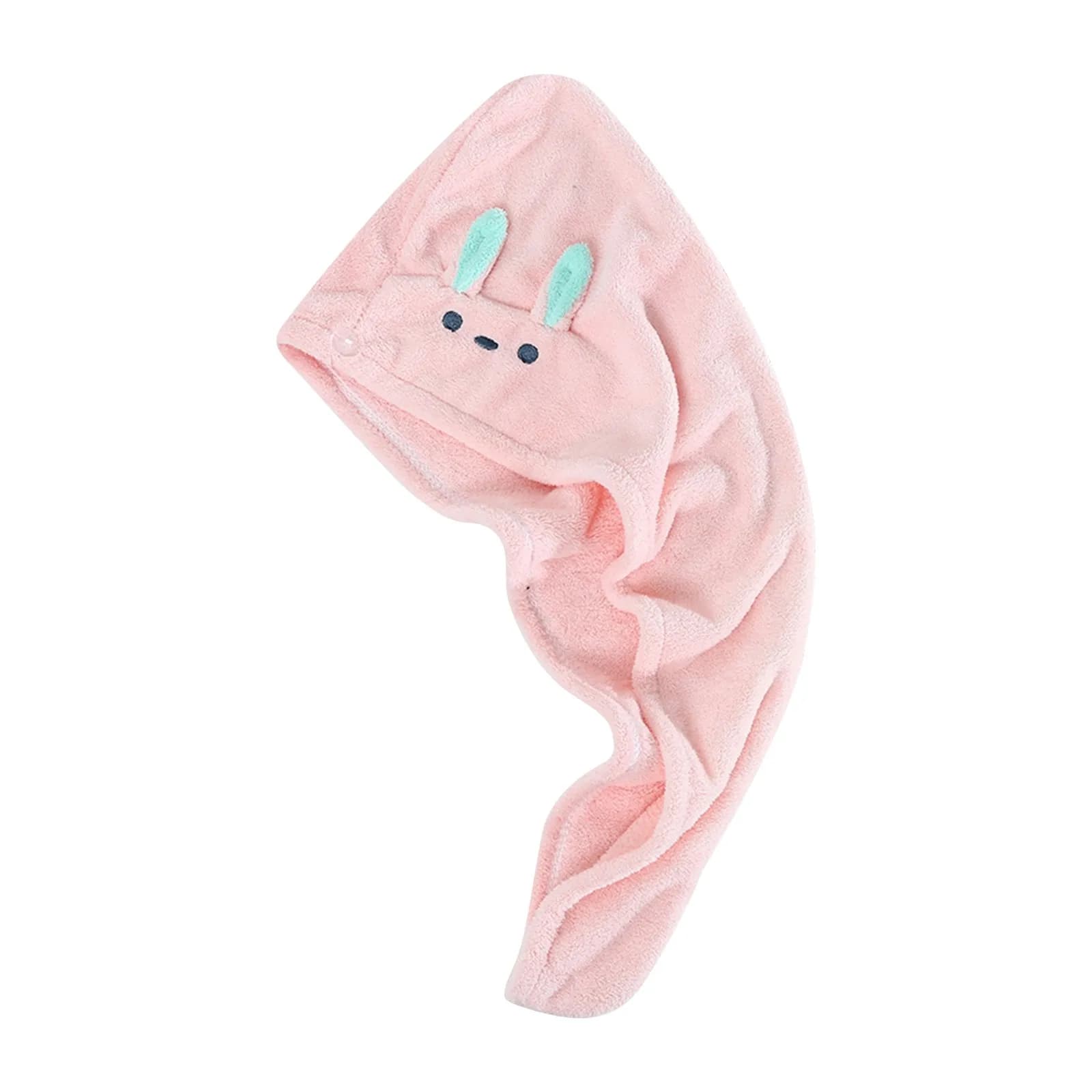 Cappello Asciugacapelli Assorbente con Ricamo a Coniglietto, per Bambini e Adulti, Accessorio da Bagno