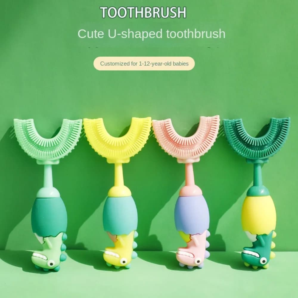 Spazzolino da denti per bambini spazzolino da denti in silicone a forma di U a 360 gradi per lo sbiancamento dei denti dei bambini