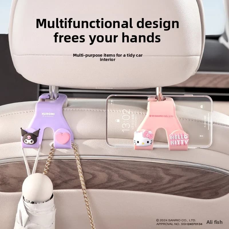 Ganci per Poggiatesta Auto Sanrio, Organizzatore per Sedile Posteriore, Clip Portaoggetti, Ganci di Fissaggio Auto, Accessori Interni per Auto