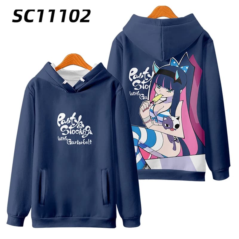 Felpa con Cappuccio Oversize Anime Panty & Stocking with Garterbelt Stampata in 3D per Donna/Uomo, Streetwear Hip Hop, Giacca con Cappuccio