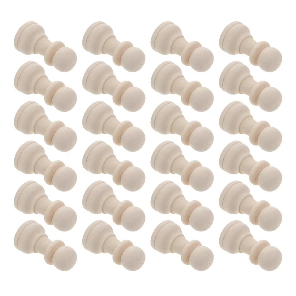 Set di 32 Pezzi degli Scacchi Internazionali in Legno Non Finito, Pezzi degli Scacchi Vuoti Fai-da-Te, Set di Ricambio per Giochi da Tavolo e Artigianato in Legno