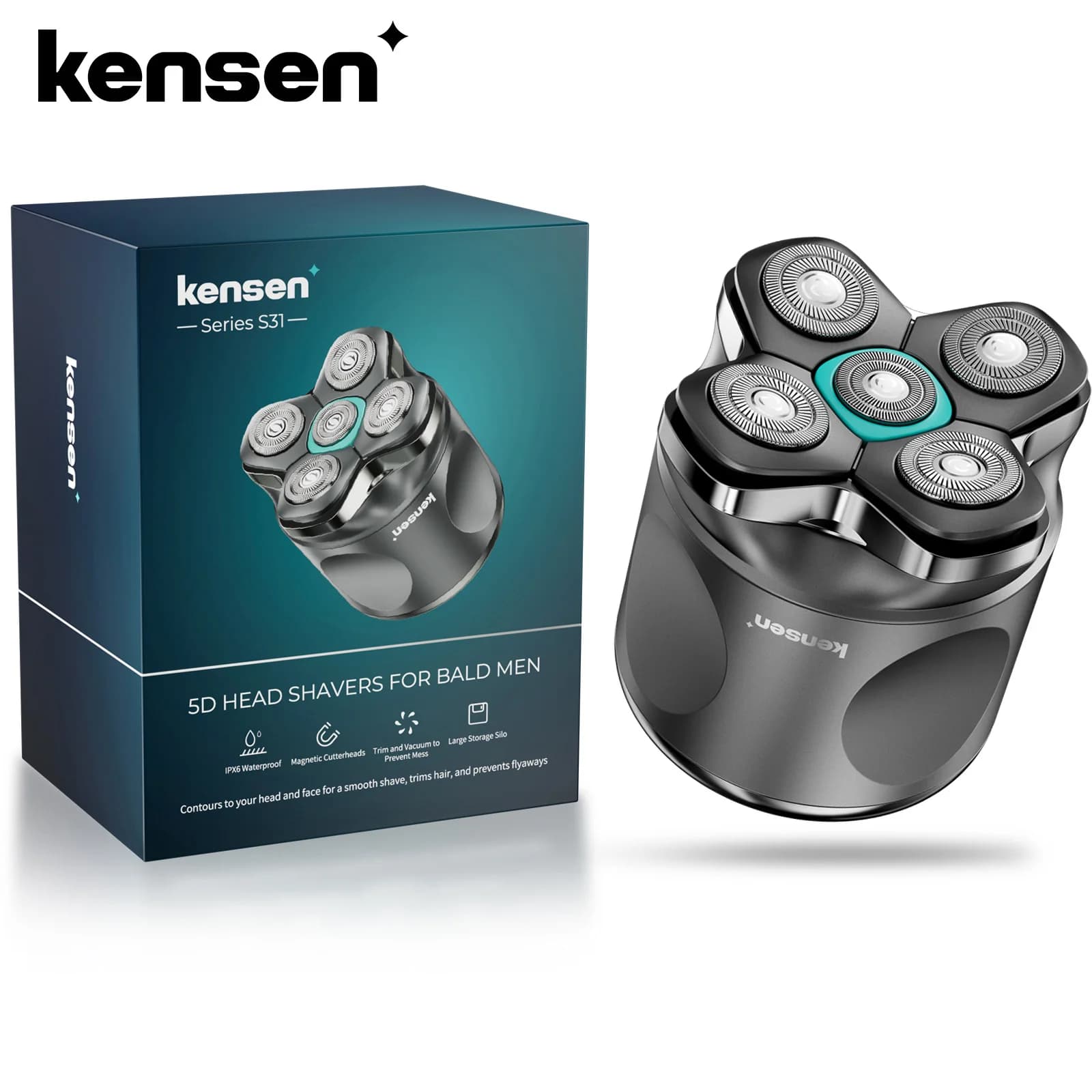 Kensen S31 Razor for Men's Head Calve 5D Magnetic Razor with Floating Head USB-C Rechargeable Barba Trimmer for Barbiere