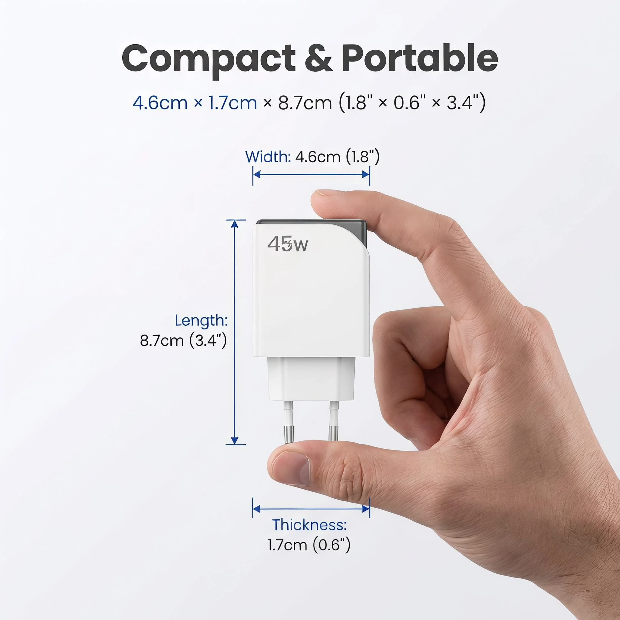 【EU Plug】45W/30W/25W/20W GaN Charger PD3.0 PPS QC3.0 USB C Fast Charger For iPhone 17 16 15 ProMax Samsung S25 iPad Air
