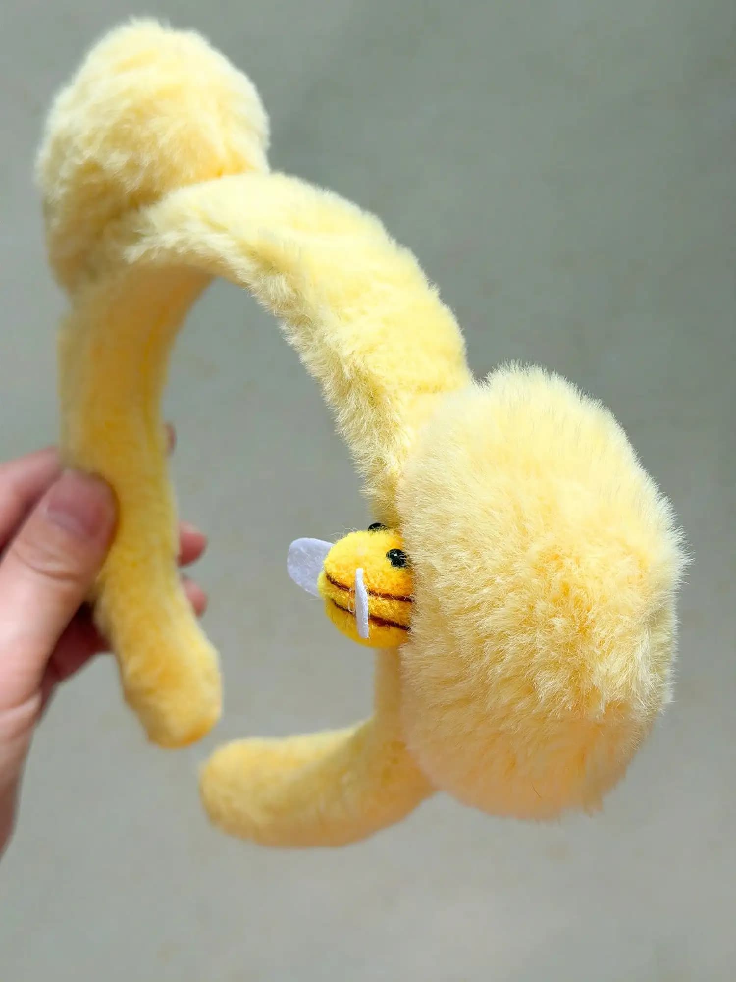 Fascia per capelli gialla, graziosa fascia con orecchie in peluche, fascia per lavaggio viso, accessori per capelli da ragazza, fermaglio per capelli a forma di ape cartone animato, per festival, feste