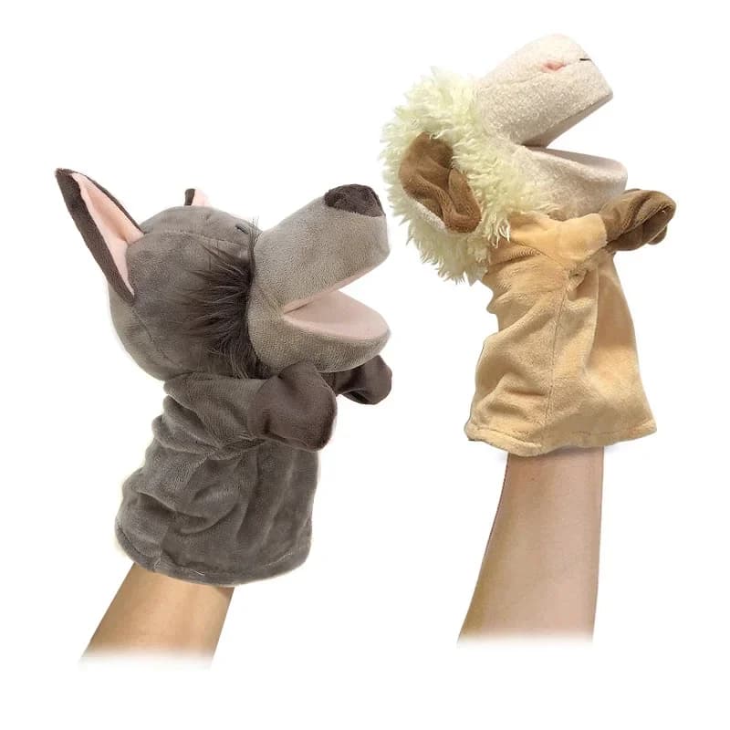 Giocattoli di Peluche Animali Imbottiti, Marionette da Dito, Bambole Kawaii Educative per Bambini, Leone Elefante Coniglio Scimmia, Regalo per Bambini