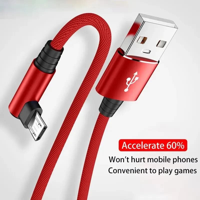 Cavo micro USB 3A Cavo dati a gomito da 90 gradi Cavo caricabatterie per accessori per telefoni cellulari Samsung Xiaomi Cavo USB a ricarica rapida