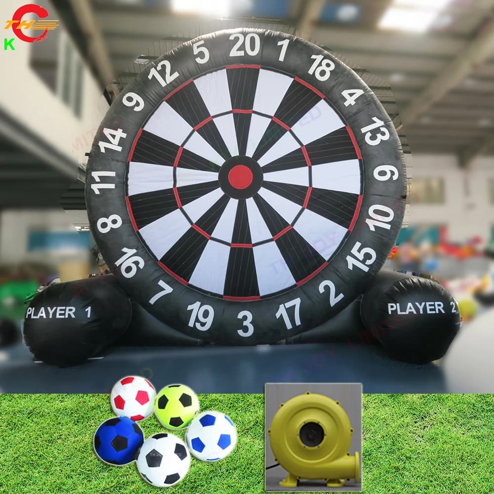 Bersaglio gonfiabile gigante per freccette da calcio gonfiabile con telone in PVC alto da 5 m. Giocattoli di carnevale per freccette da calcio gonfiabili