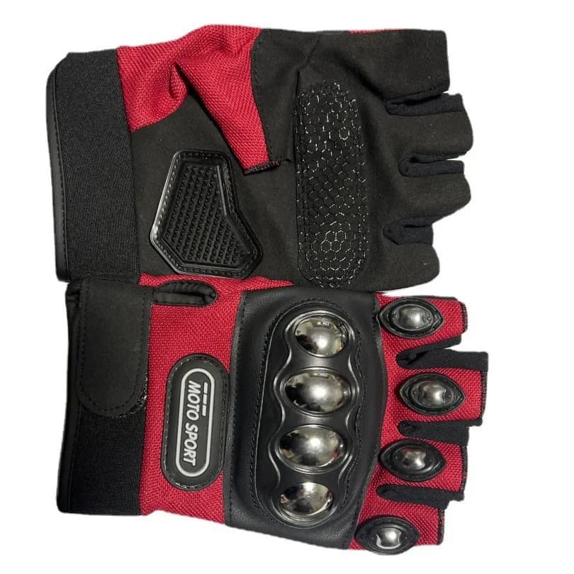 Guanti da moto antiurto in acciaio inossidabile a mezza dita per uomo, guanti per attrezzatura da mountain bike